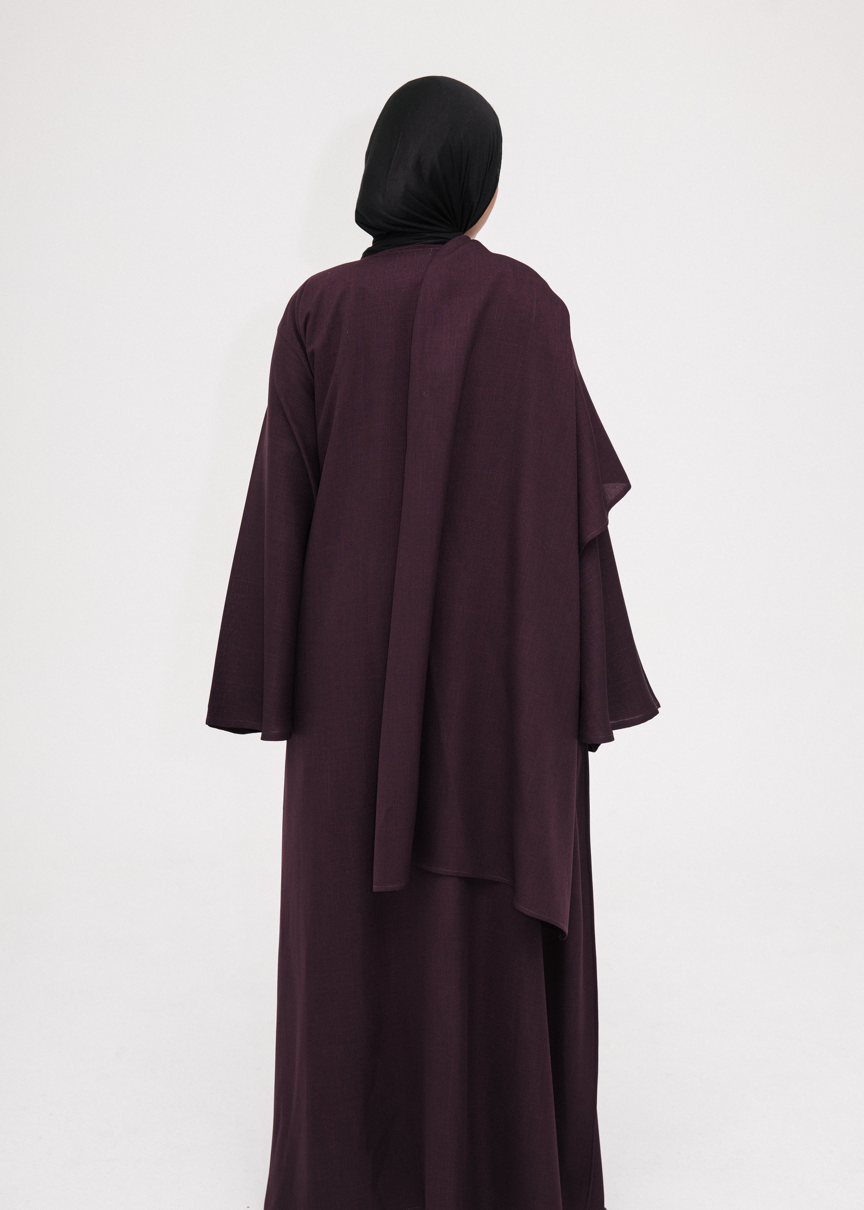 Plum Asymmetric Shawl Abaya