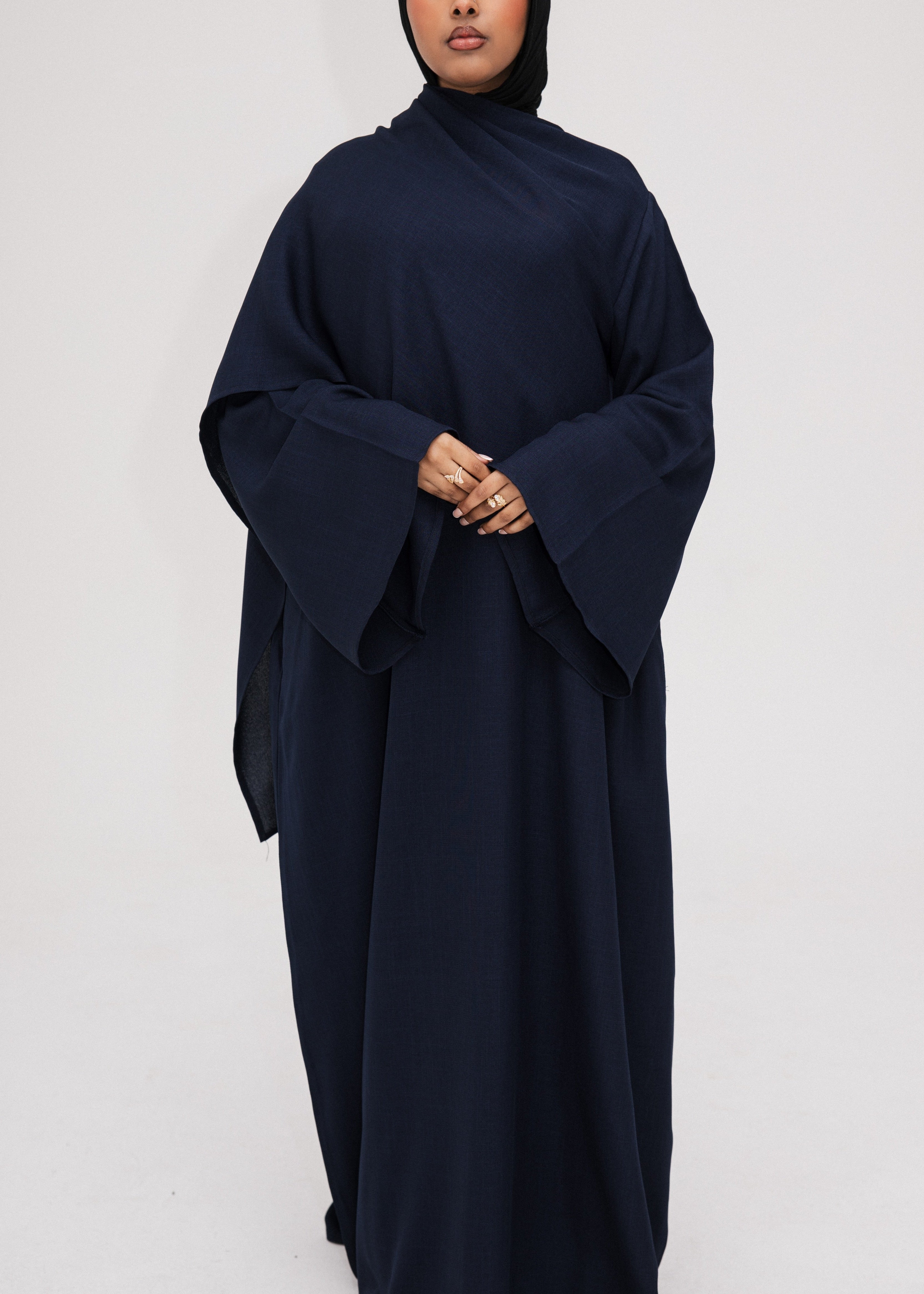 Navy Asymmetric Shawl Abaya
