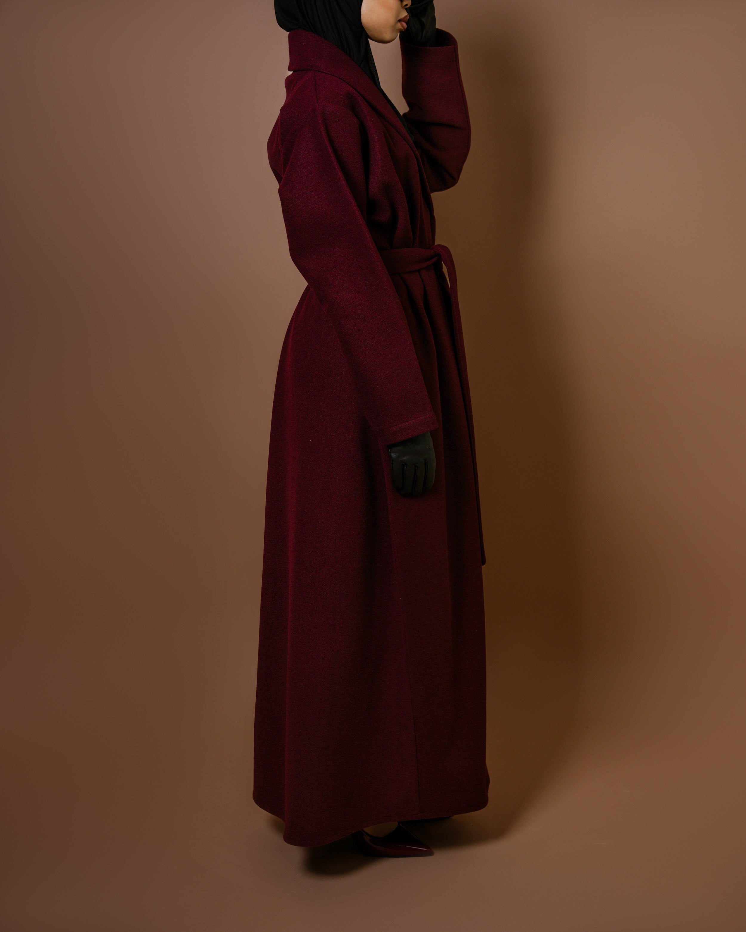 Burgundy - Wrap Abaya Coat