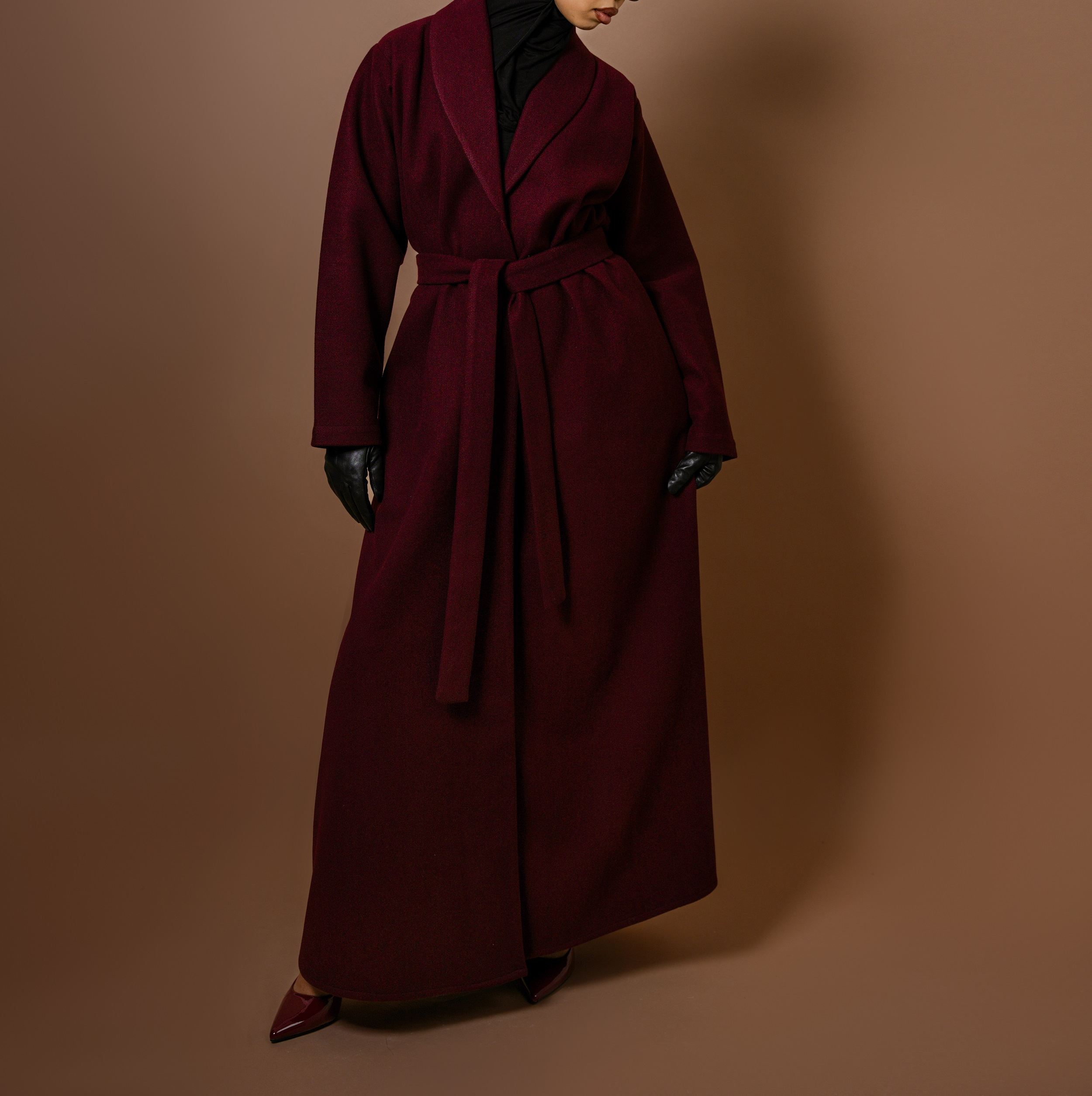 Burgundy - Wrap Abaya Coat