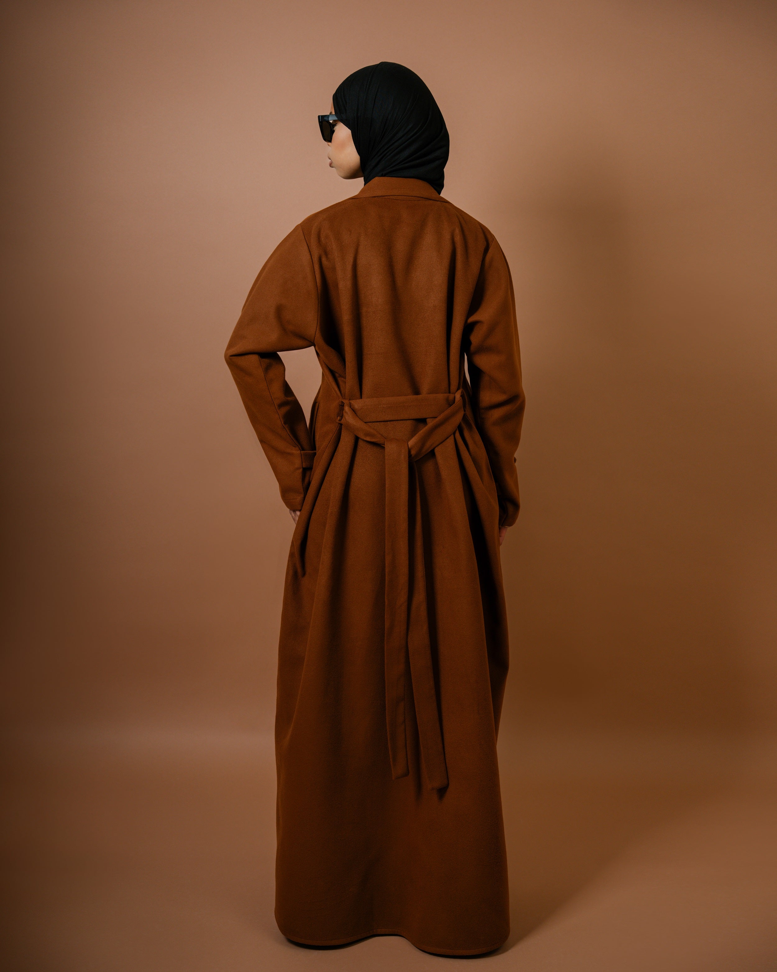 Caramel - Scarf Abaya Coat