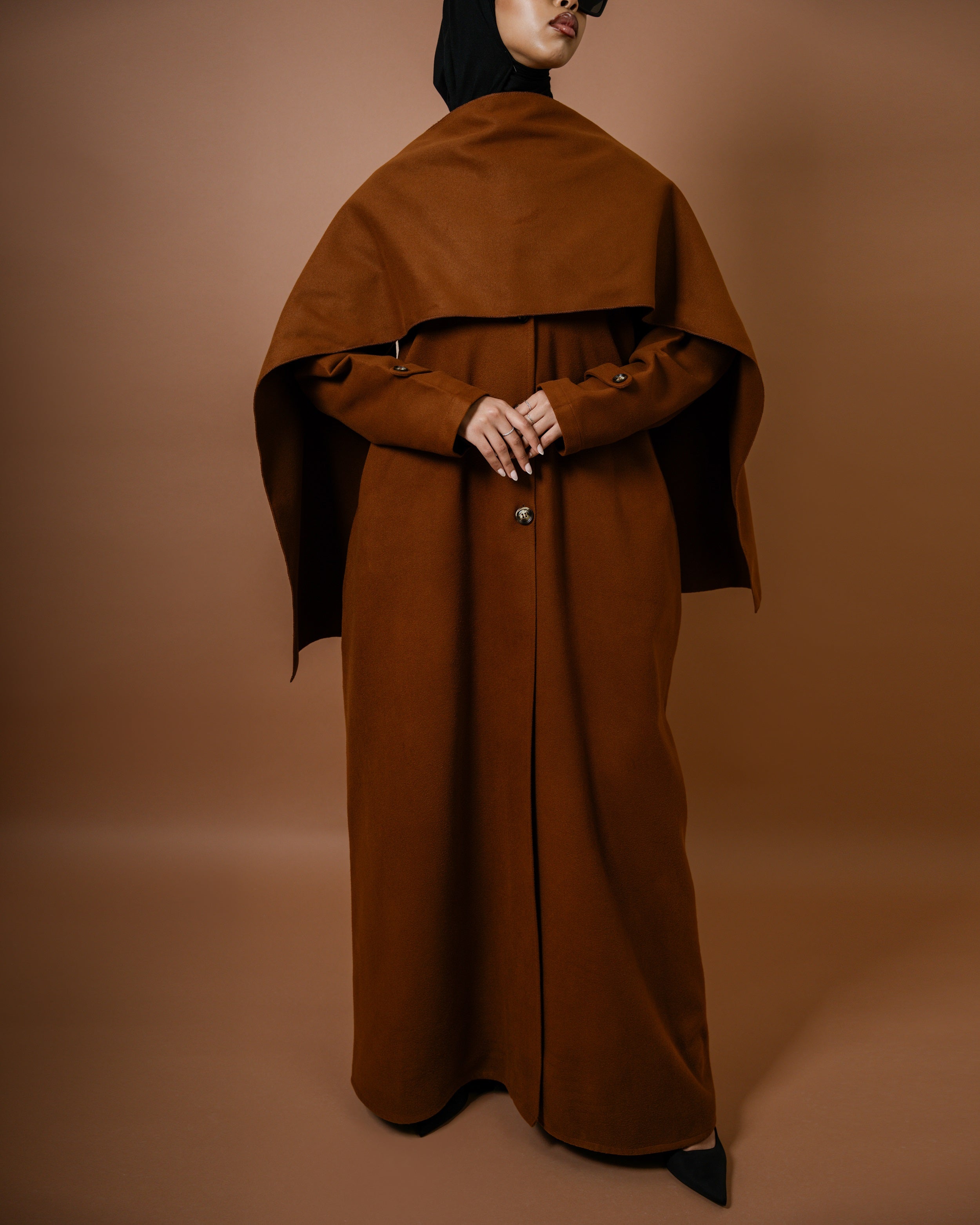 Caramel - Scarf Abaya Coat