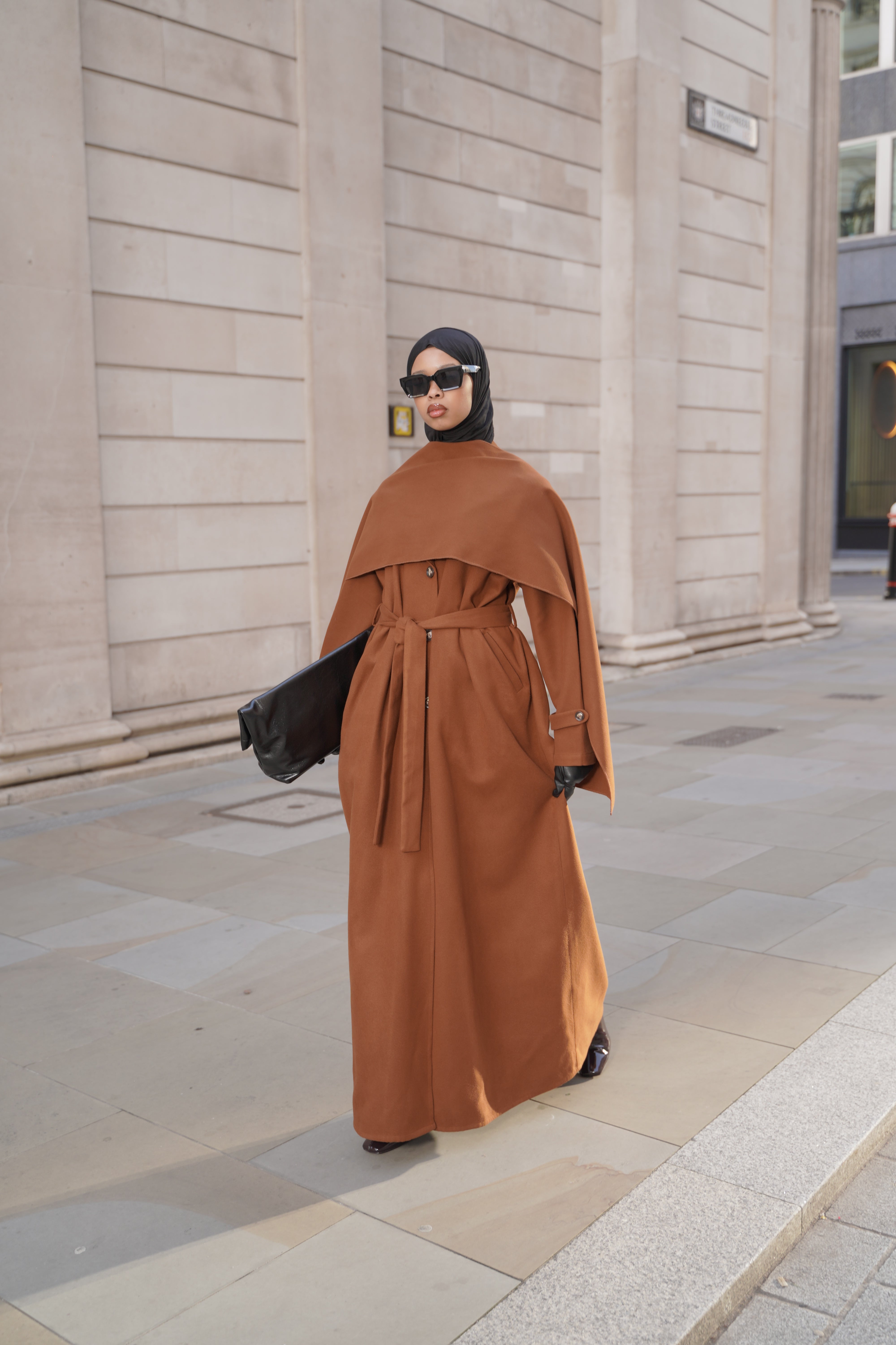 Caramel - Scarf Abaya Coat