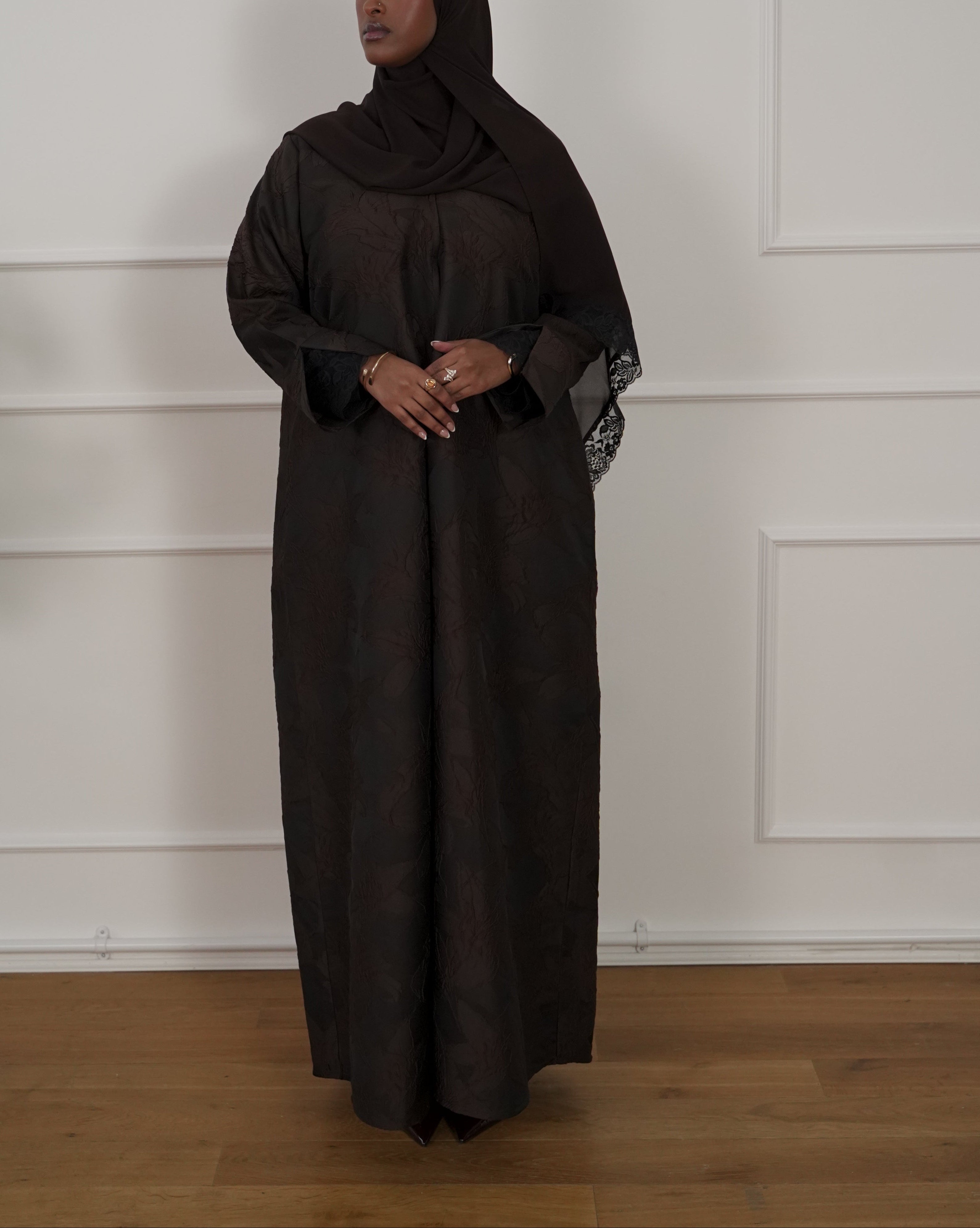 Espresso Jacquard Abaya