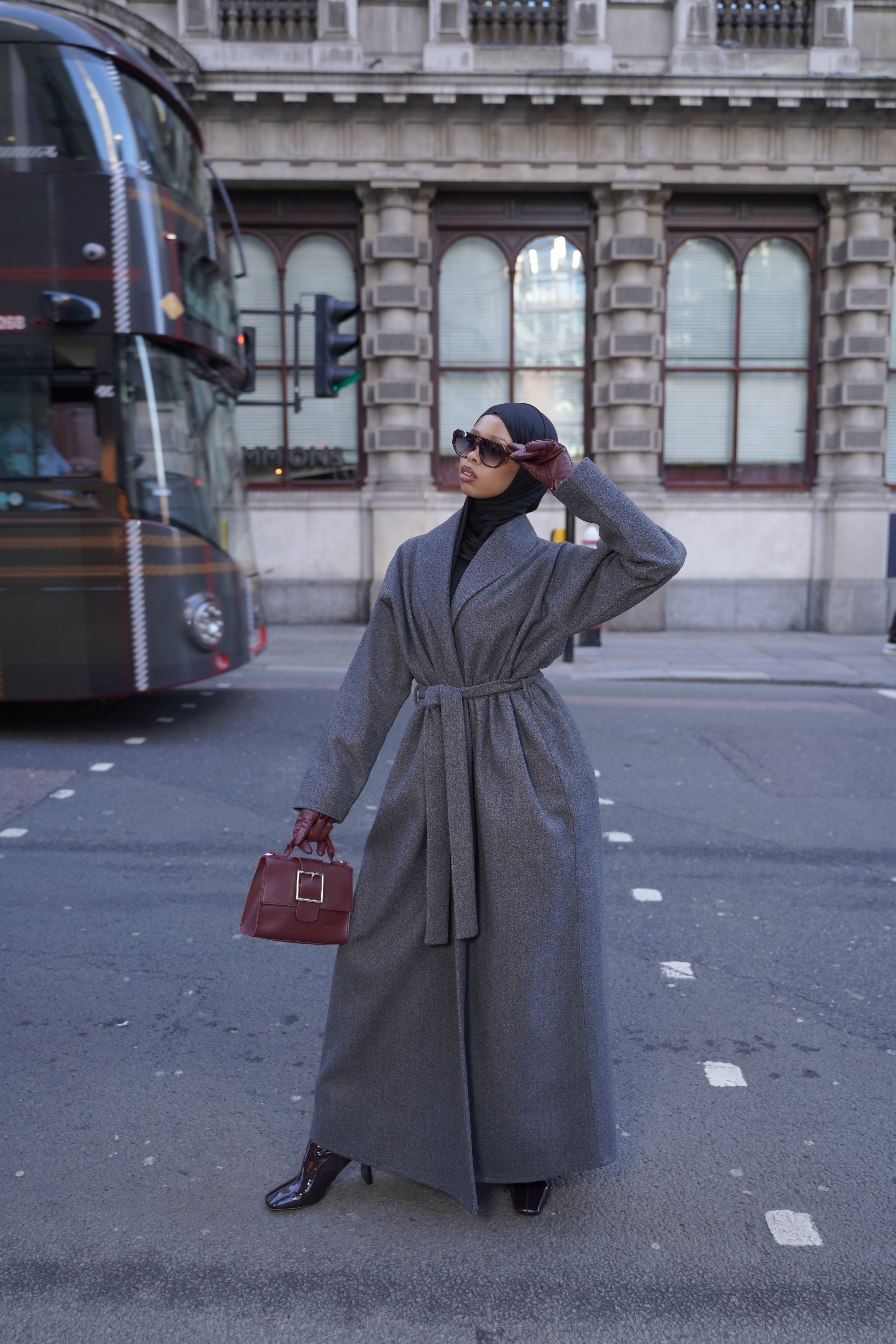 Grey - Wrap Abaya Coat