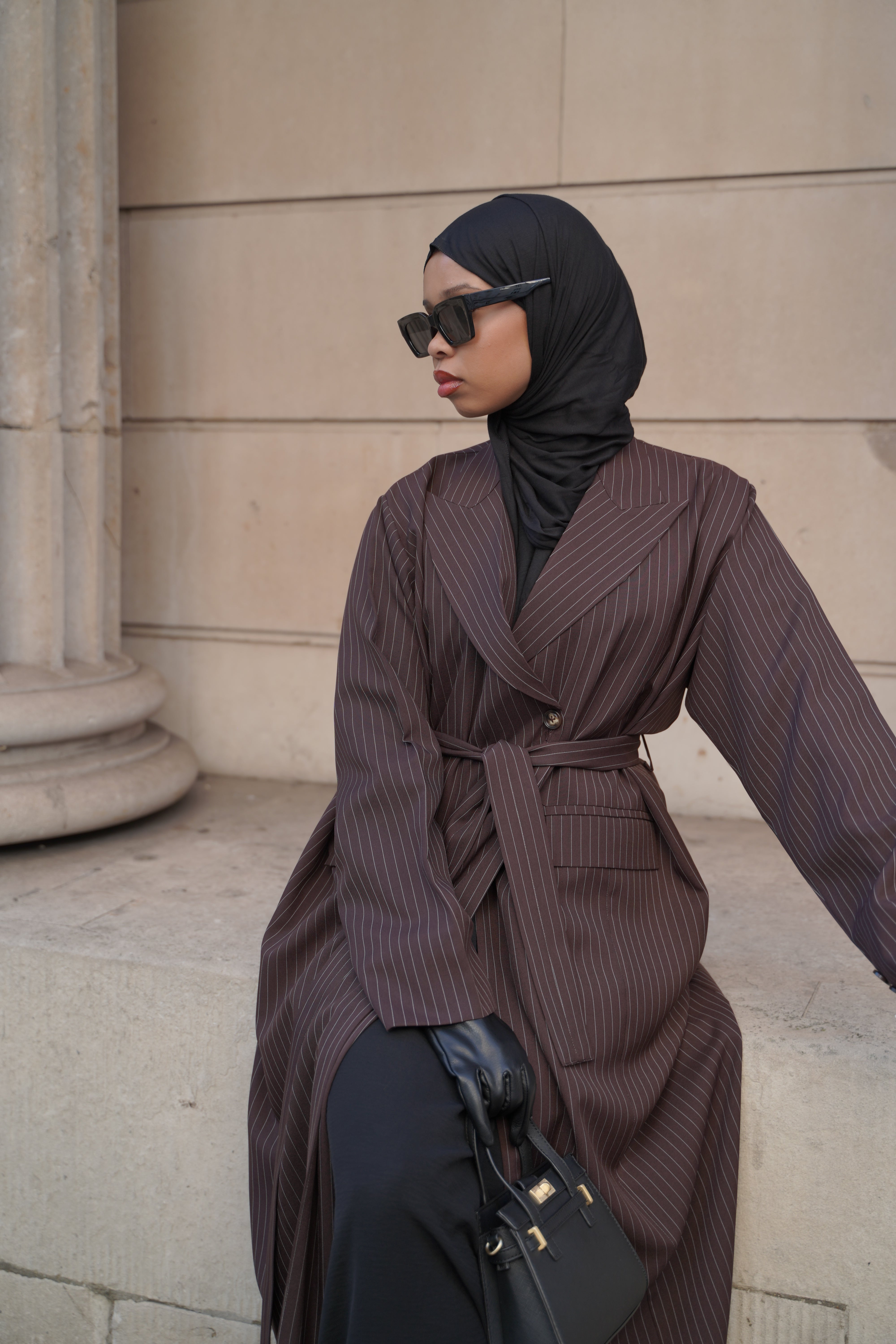Mocha - Pinstripe Blazer