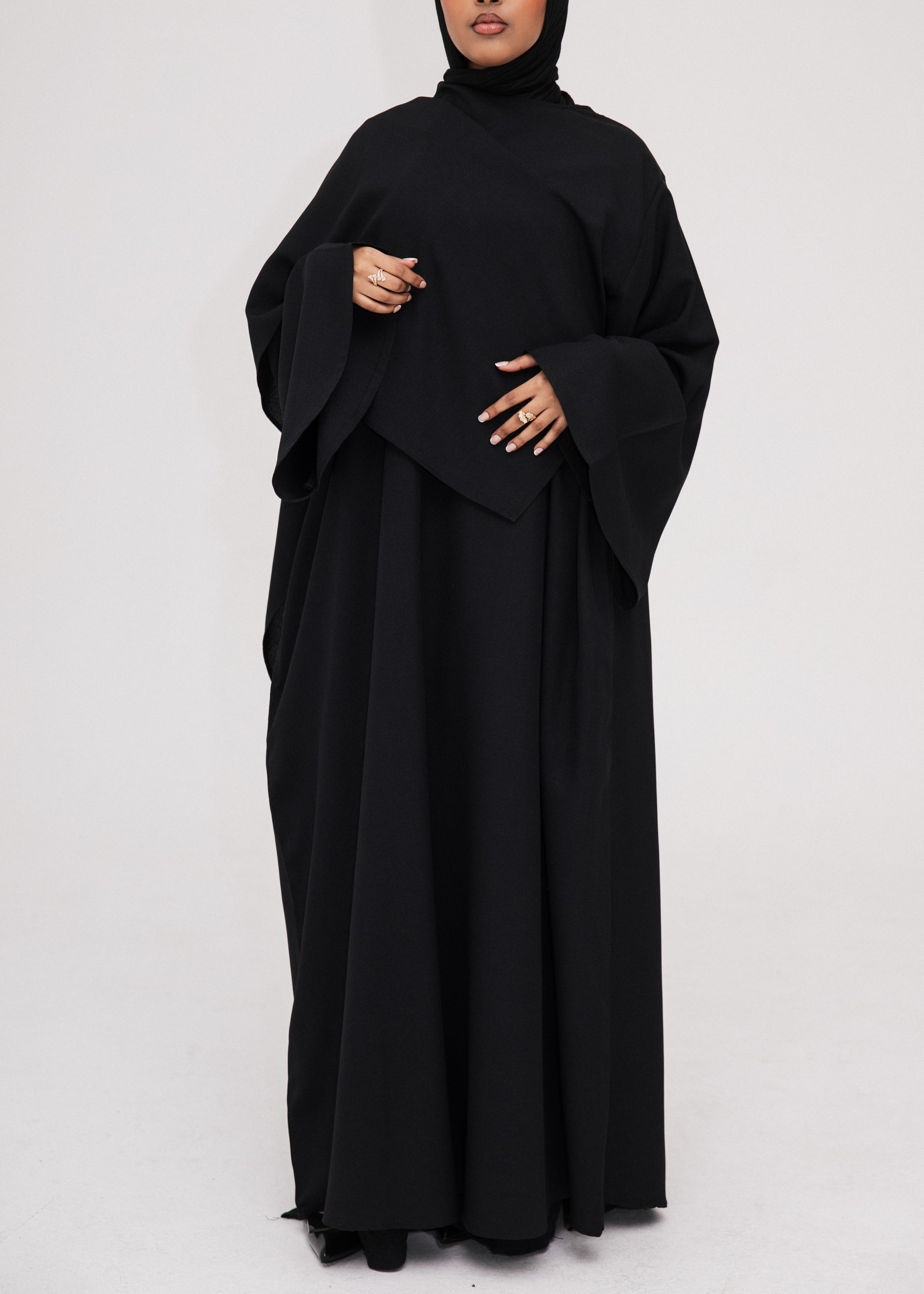 Midnight Asymmetric Shawl Abaya