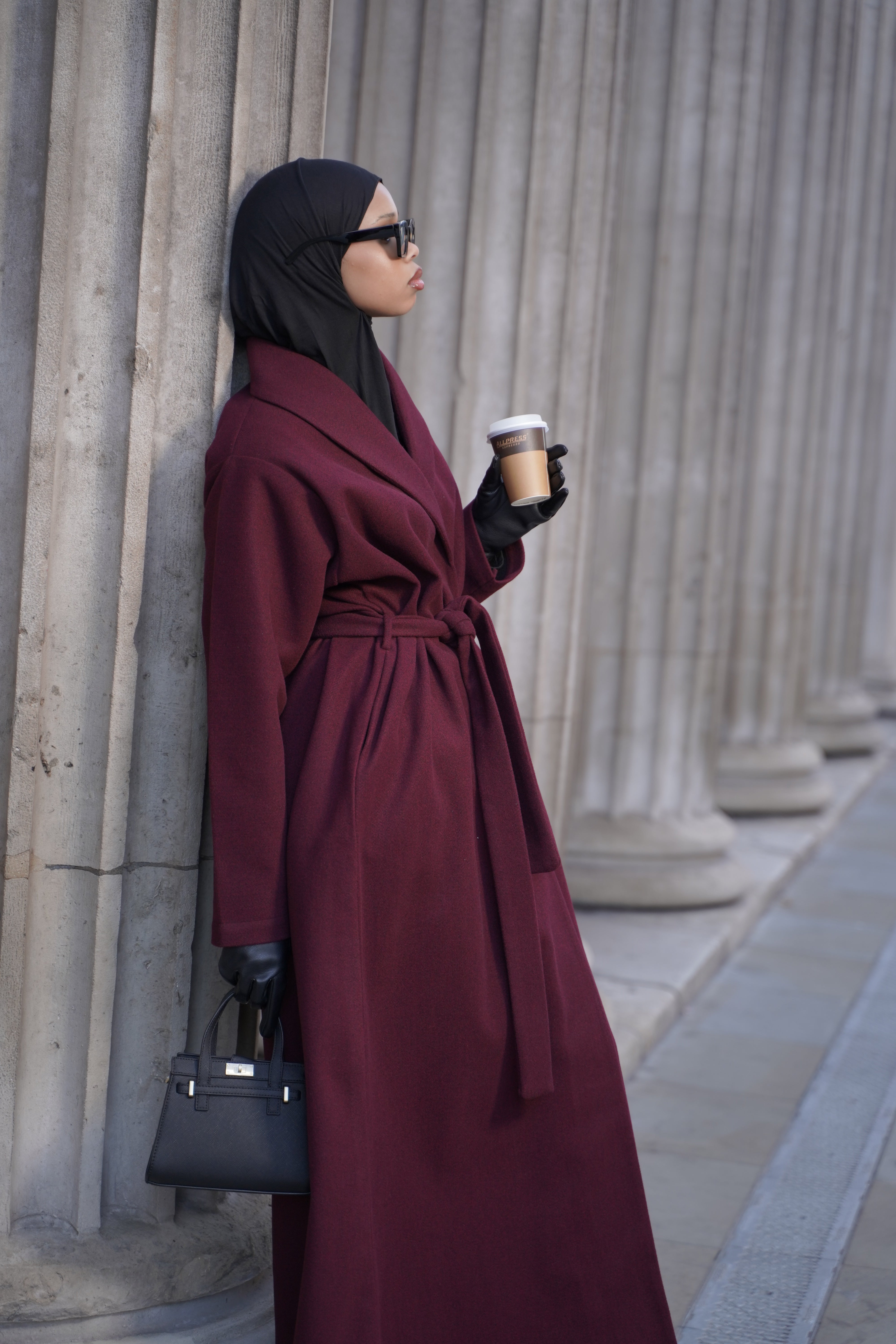 Burgundy - Wrap Abaya Coat