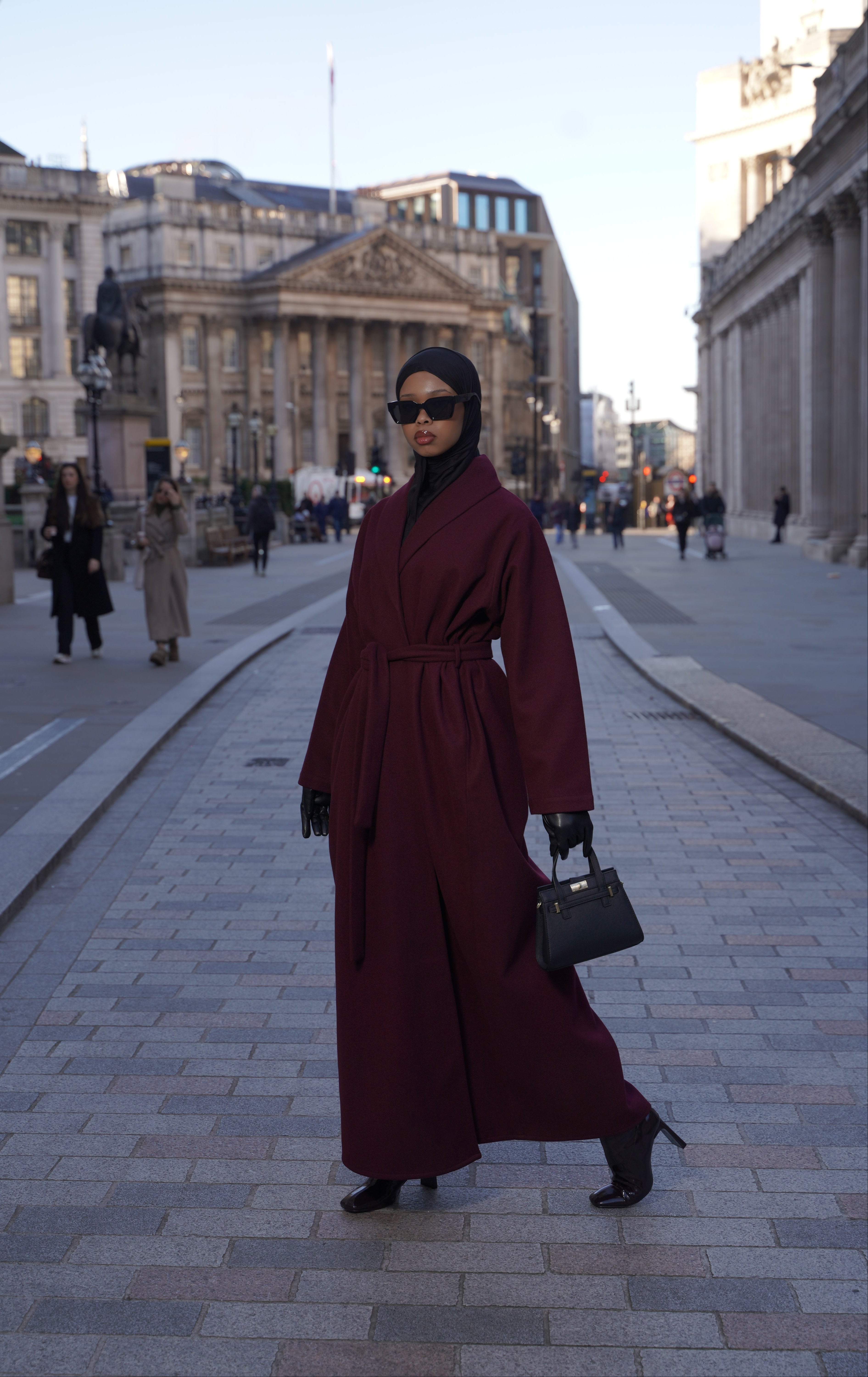 Burgundy - Wrap Abaya Coat