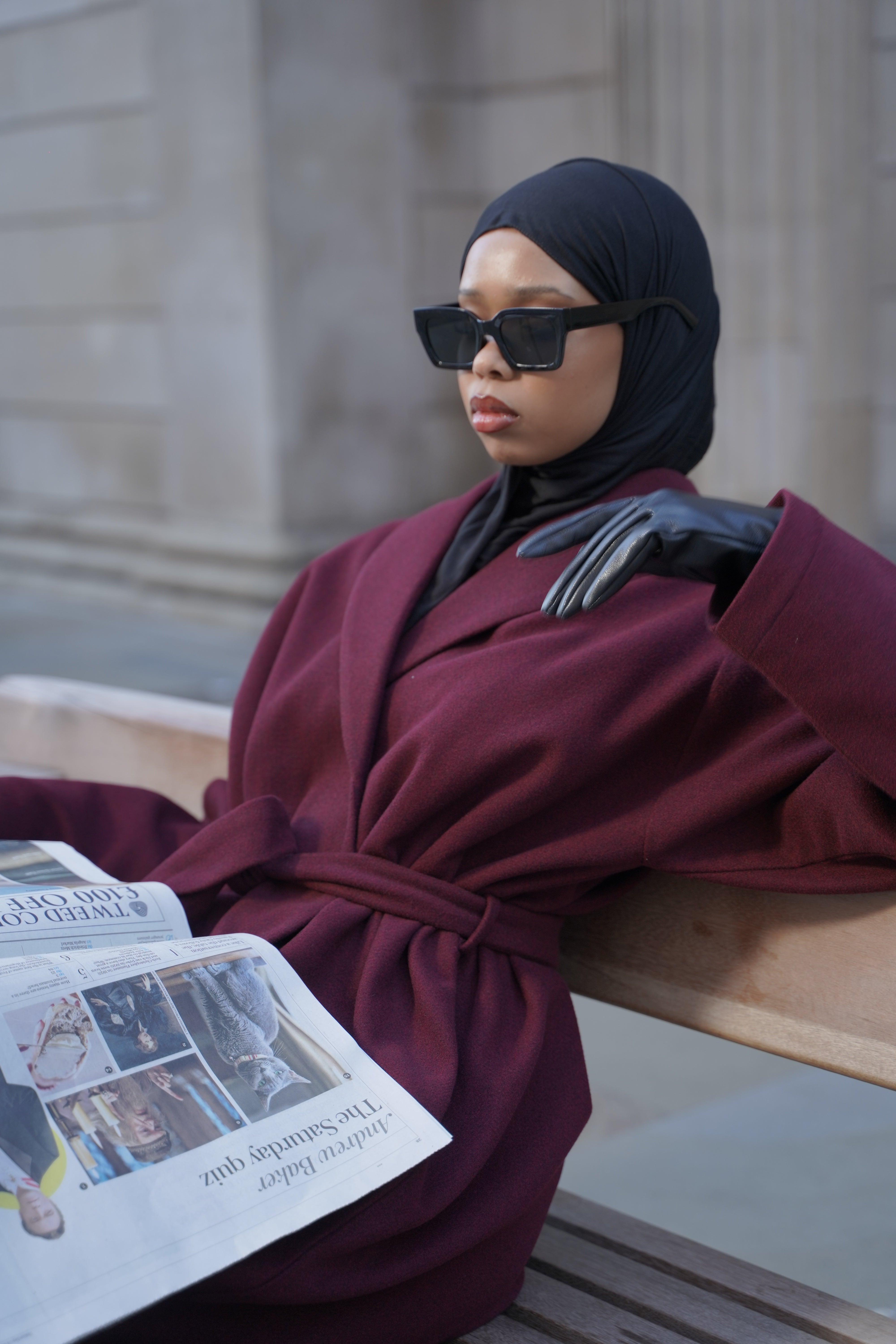 Burgundy - Wrap Abaya Coat