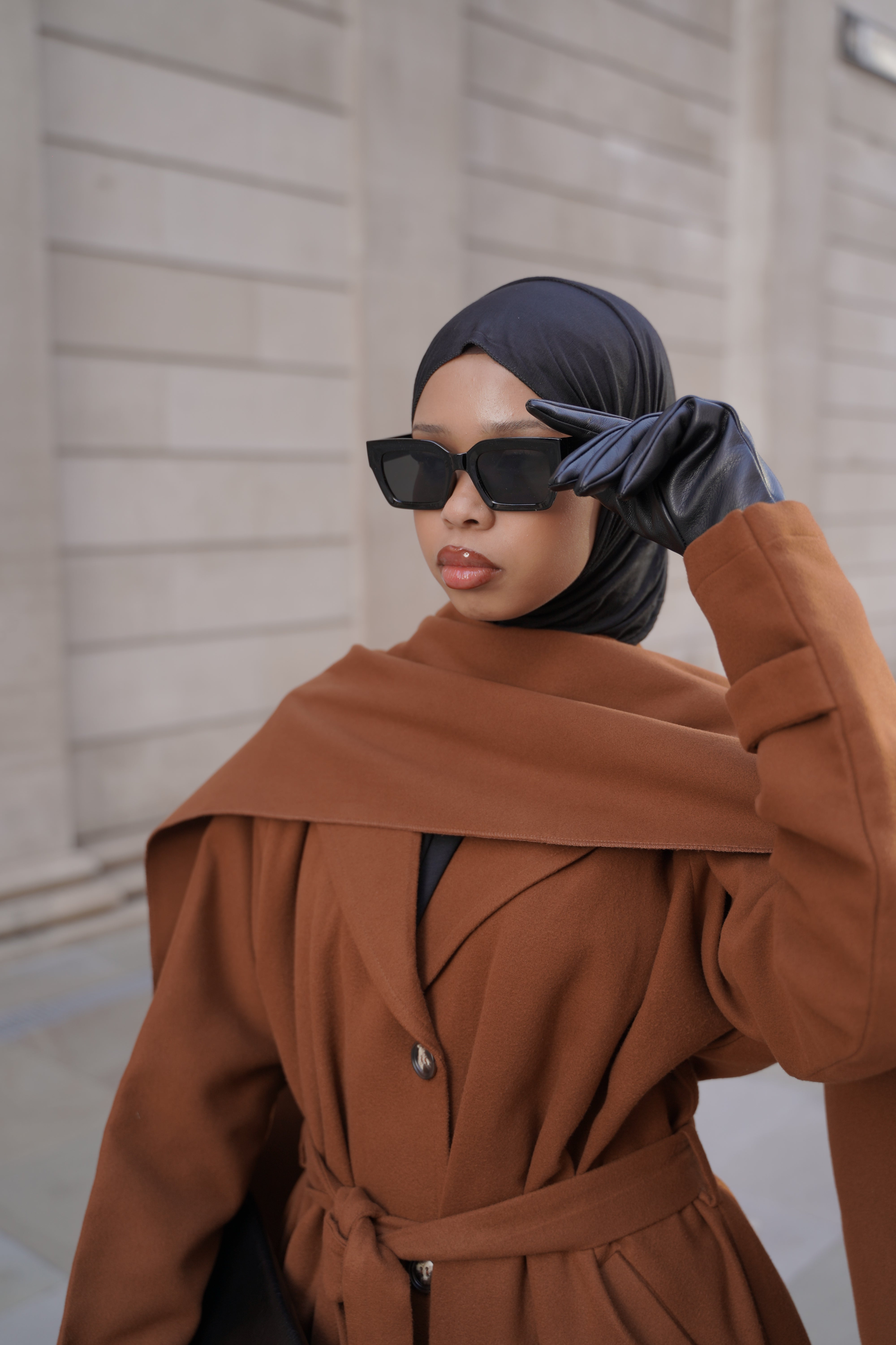 Caramel - Scarf Abaya Coat