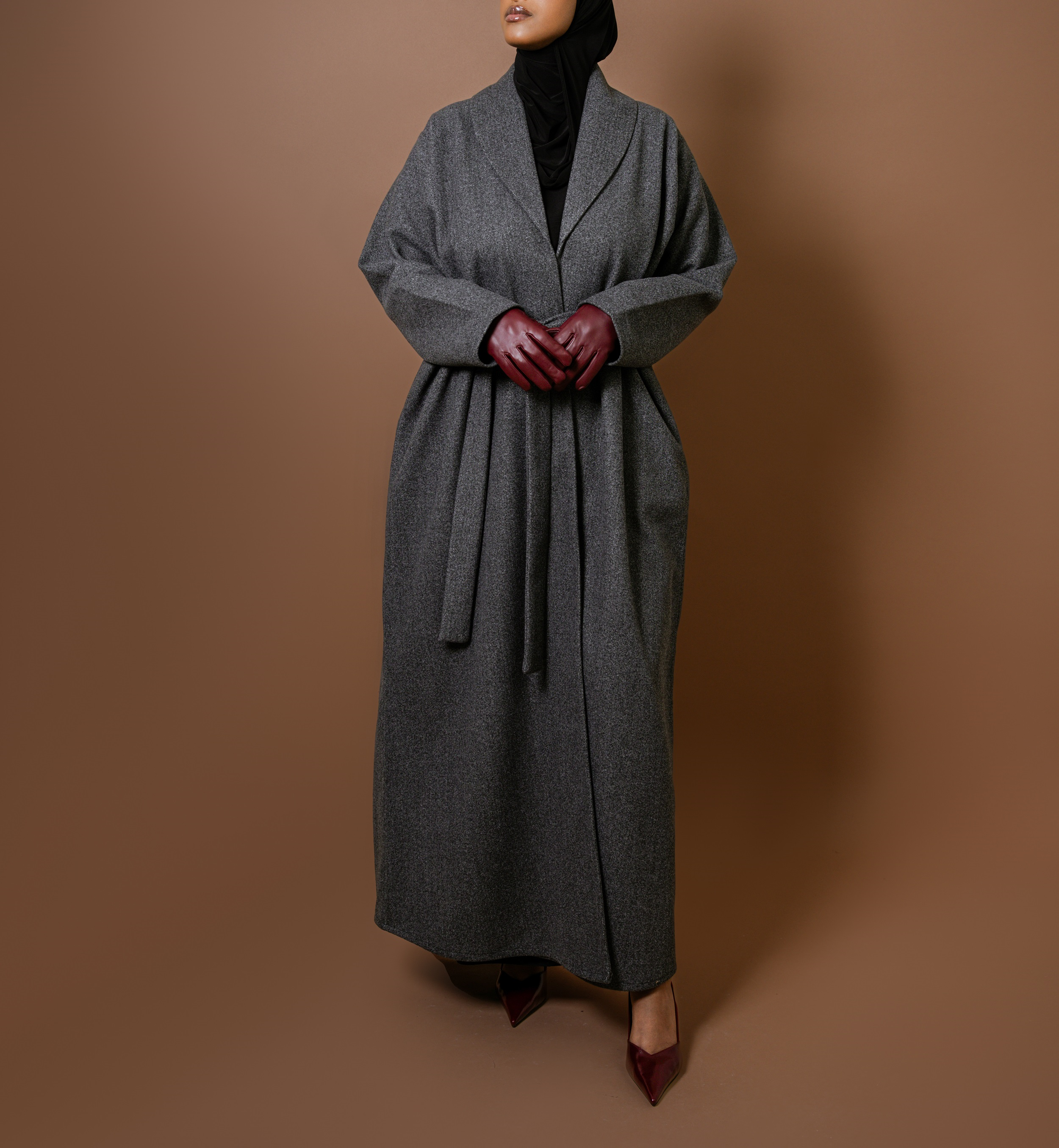 Grey - Wrap Abaya Coat