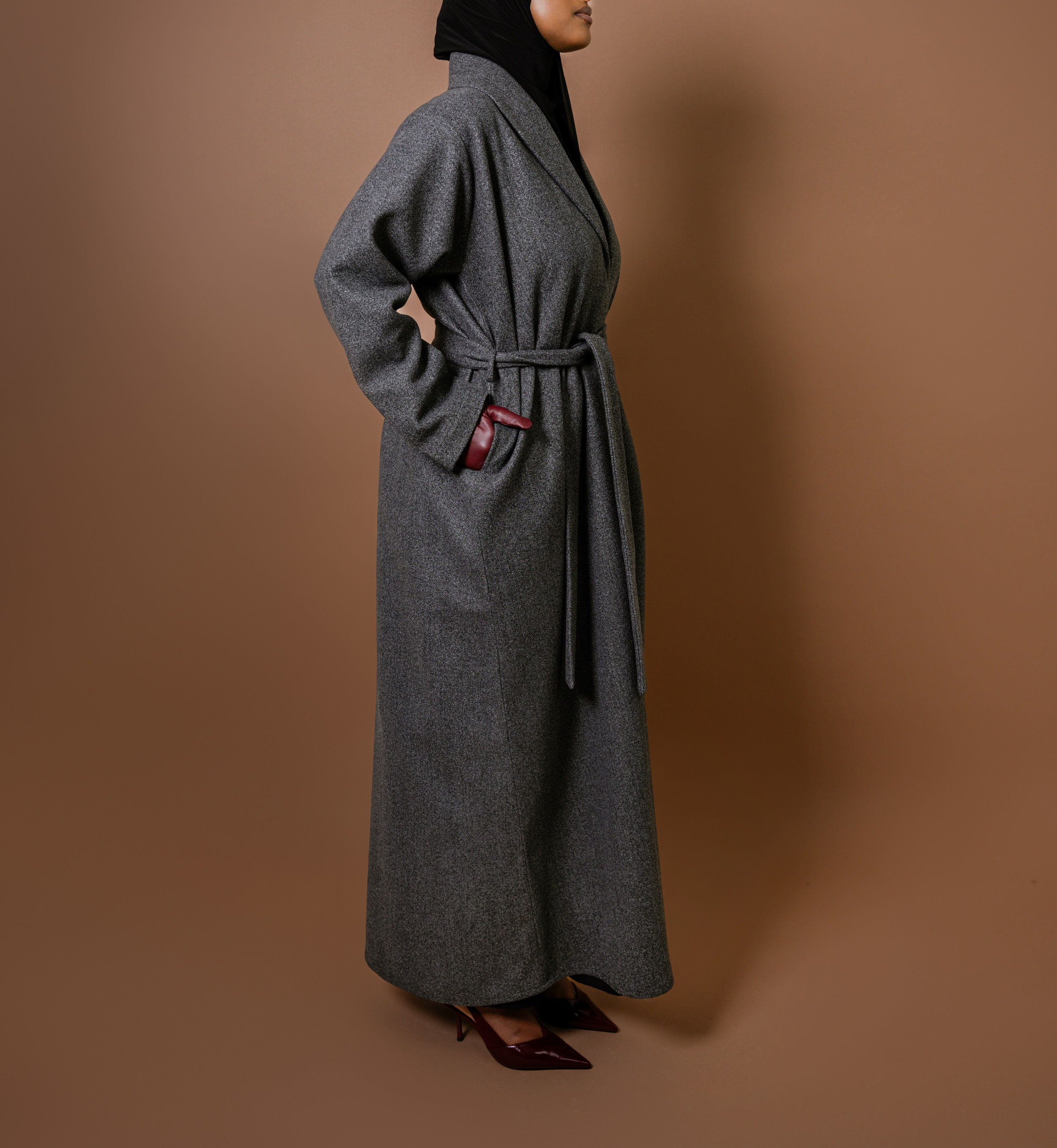 Grey - Wrap Abaya Coat