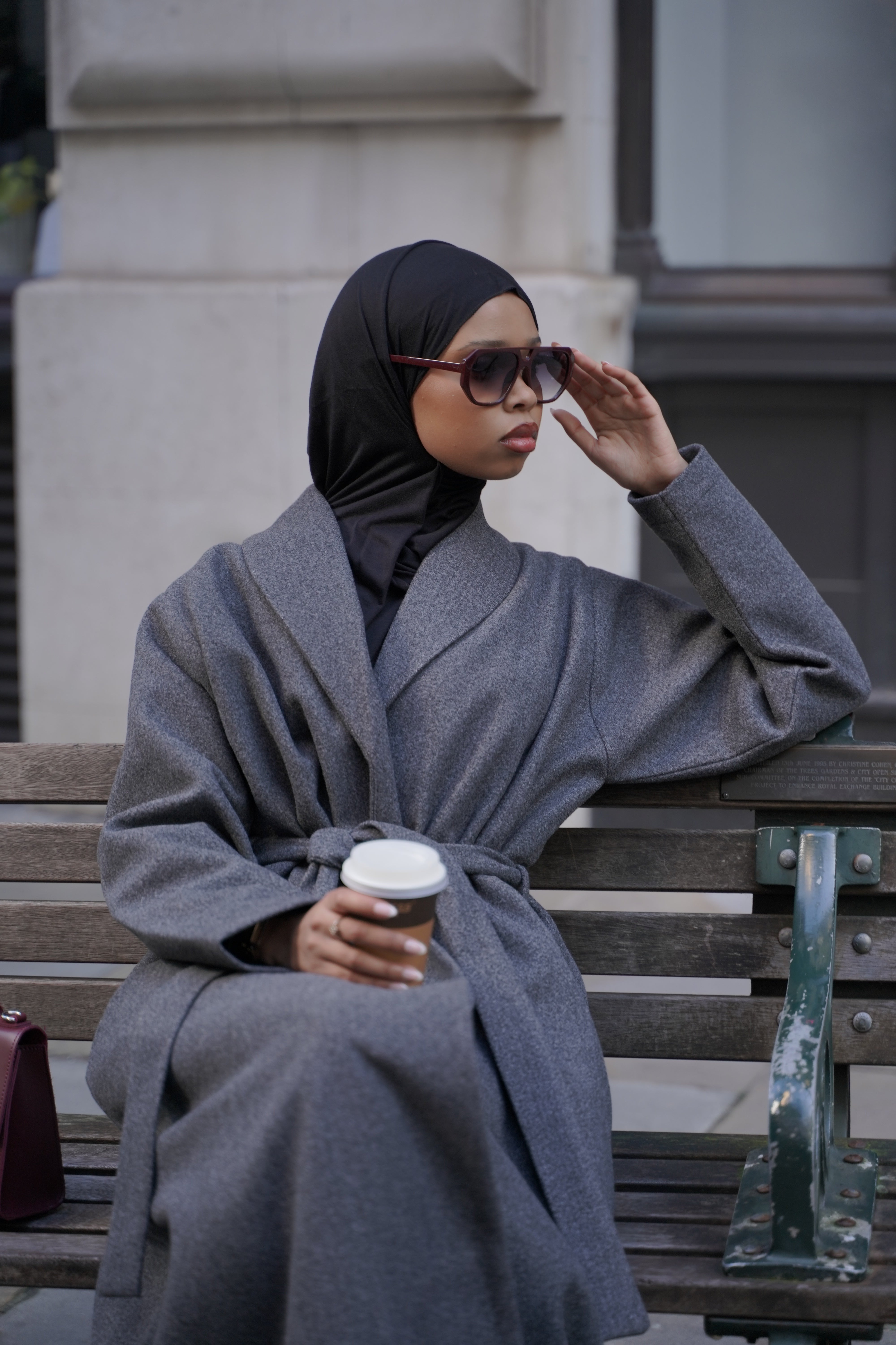 Grey - Wrap Abaya Coat