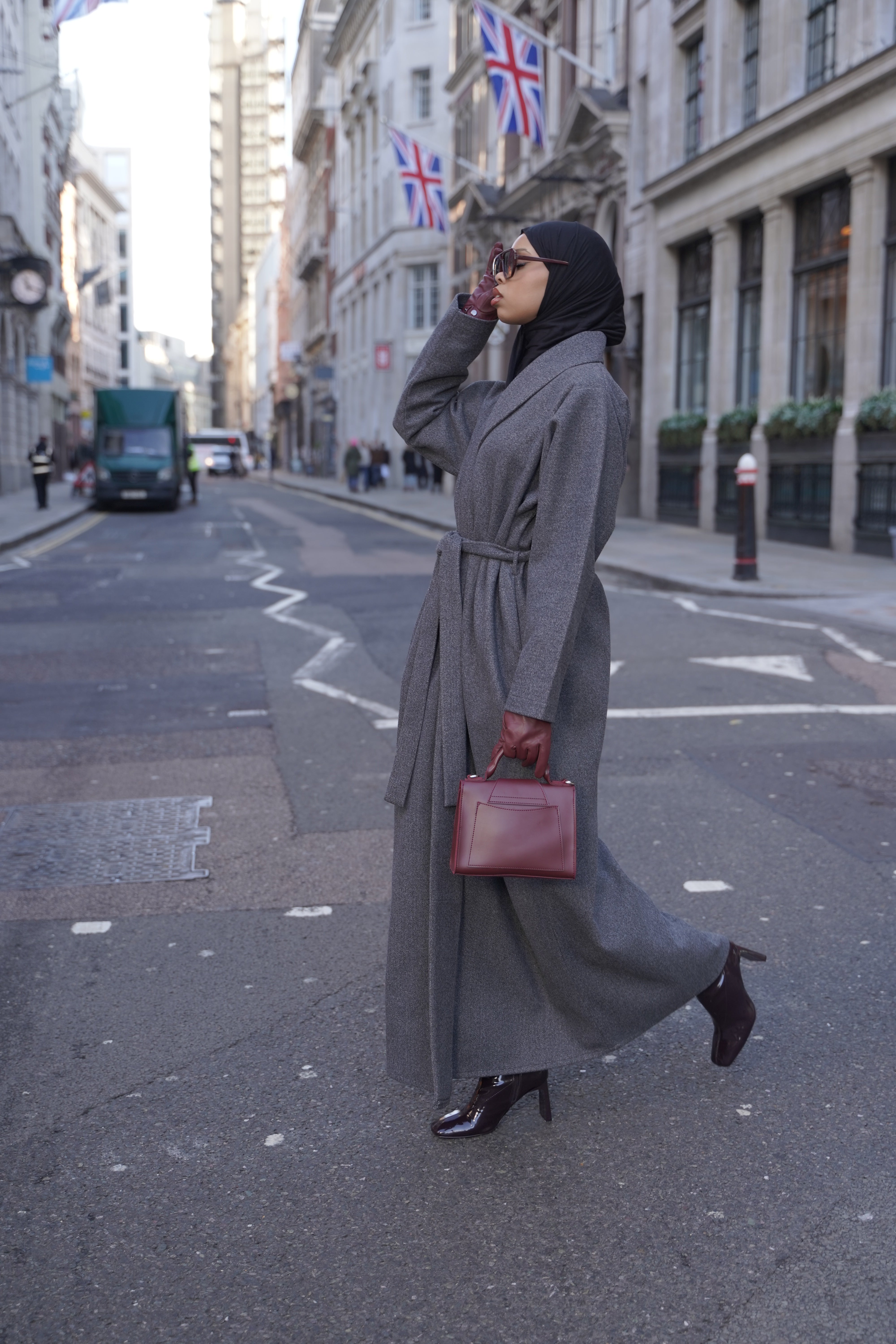 Grey - Wrap Abaya Coat