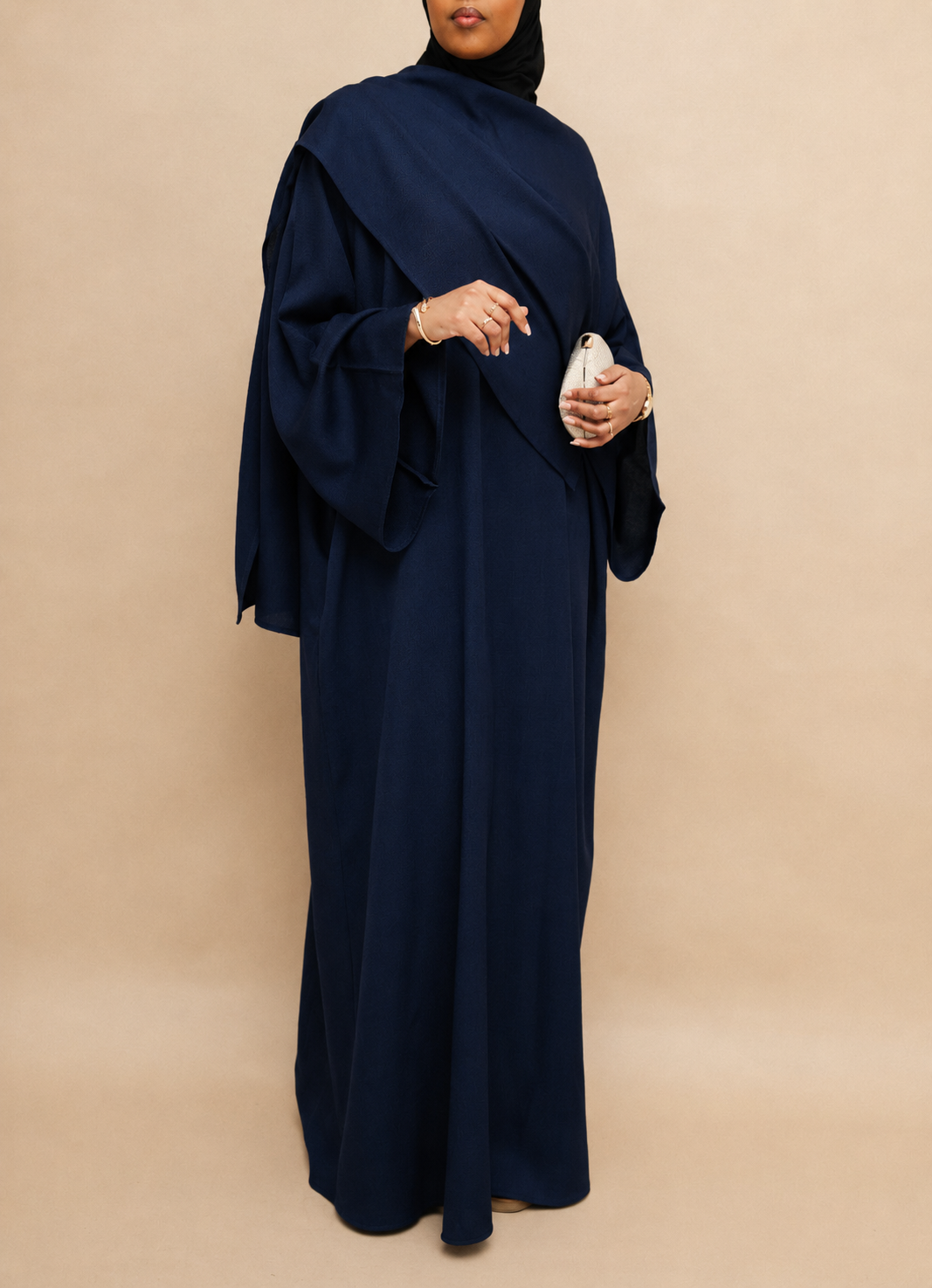 Navy Asymmetric Shawl Abaya