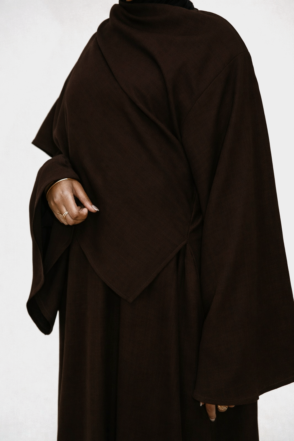 Mocha Asymmetric Shawl Abaya